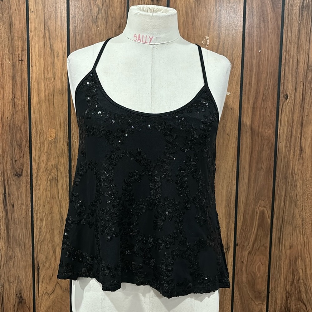 Black sequin crop  top women size Small